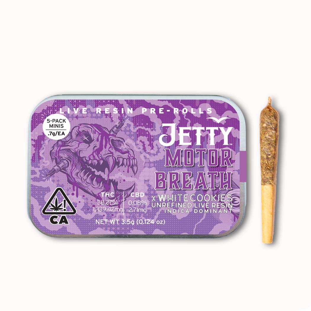 Jetty Live Resin Preroll Motor Breath X White Cookies Pk Kiva