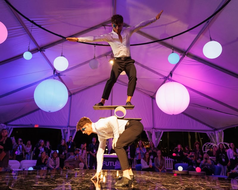 Acrobatic performers at FUTURE event