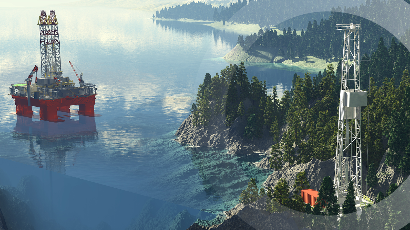 Render of offshore rig