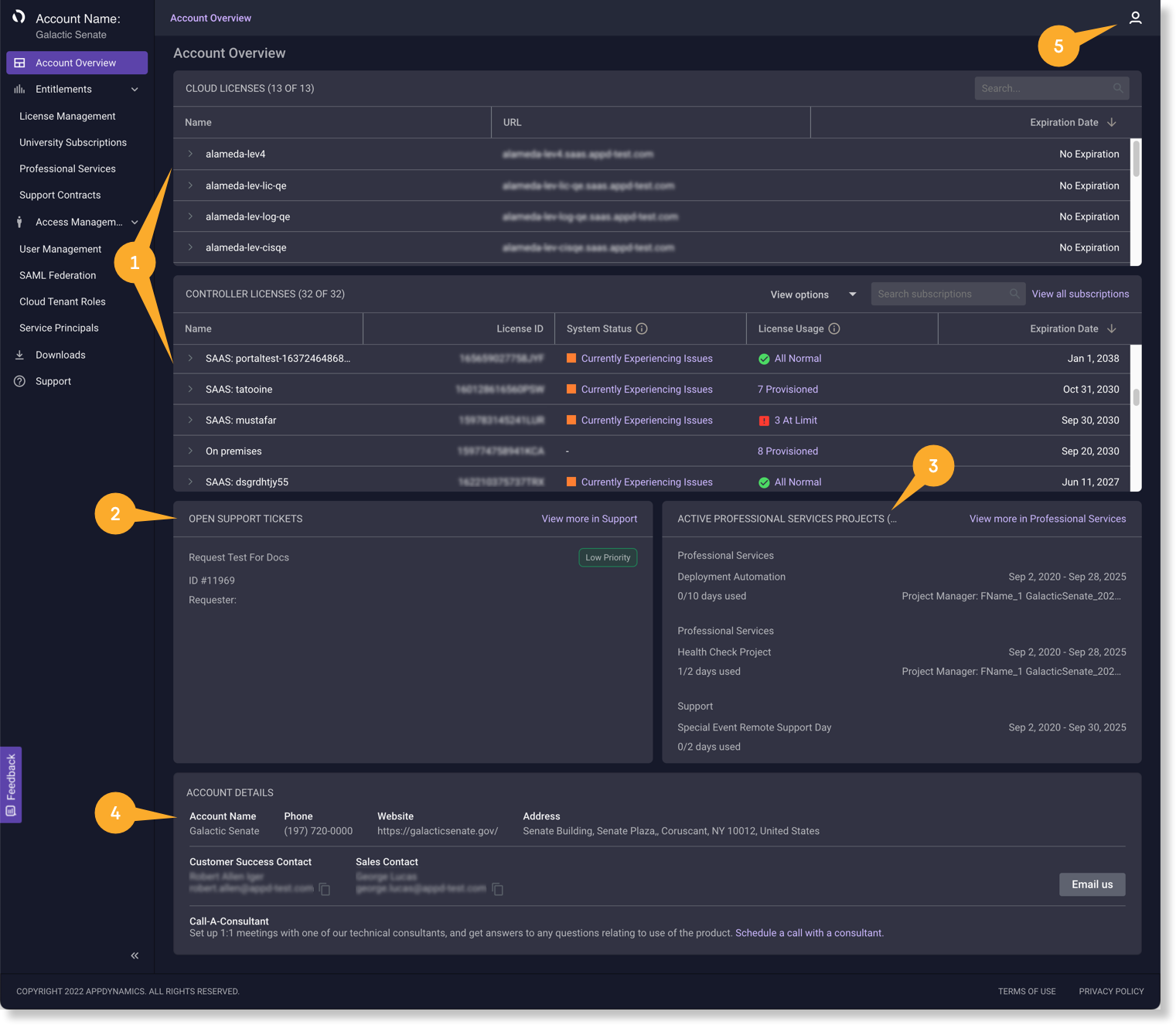 Account Management Portal Overview Page