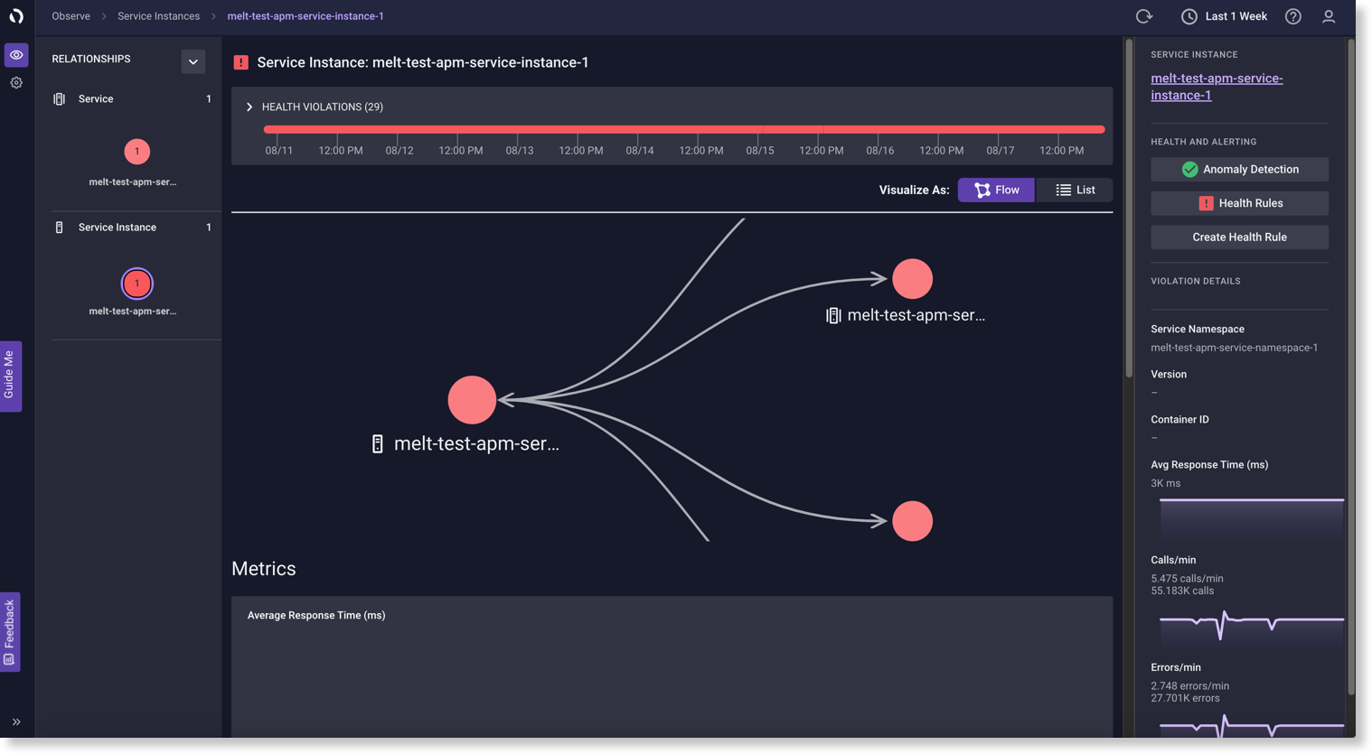 Observe Service Instance Single Entity Flow