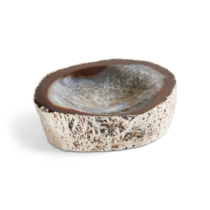 Noemi Polished Agate Bowl, Naturla/Silver 