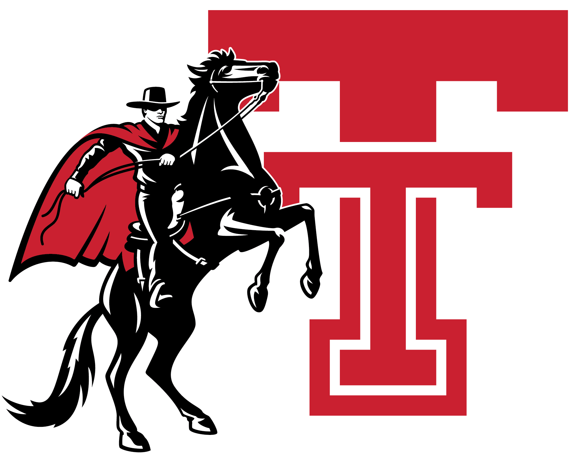Tertiary Masked Rider and Double T logo on black
