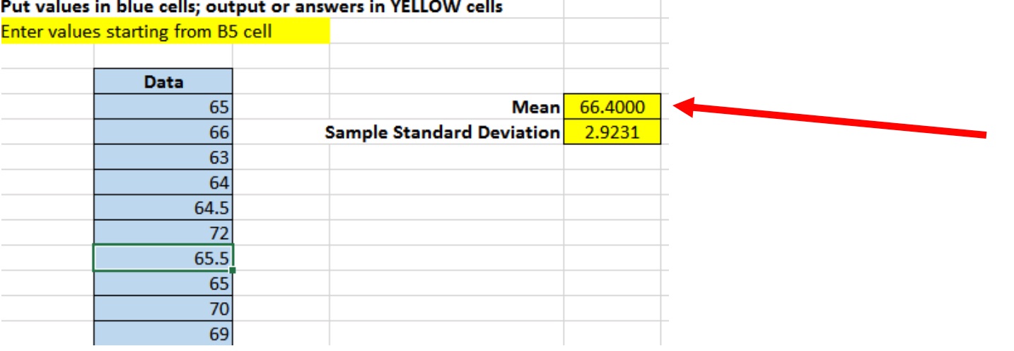 example of adding a point estimate to spreadsheet