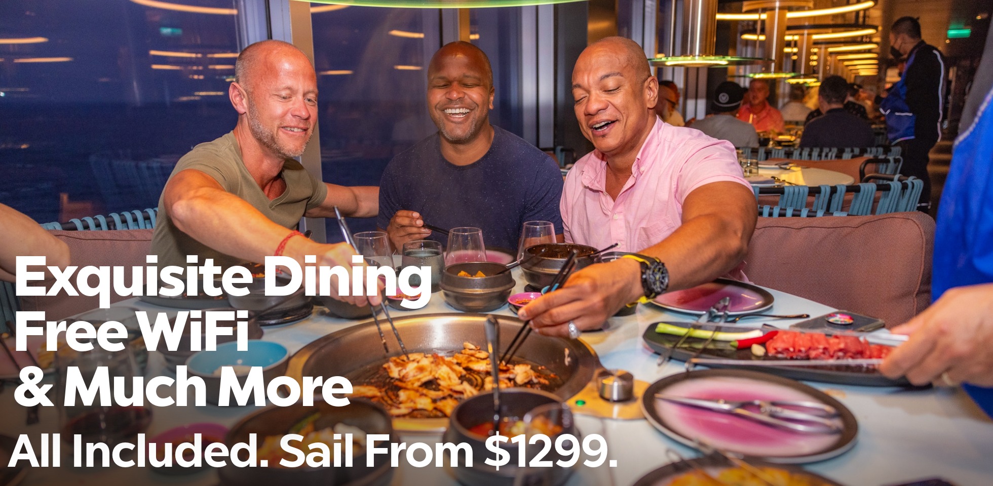 Guys at dinner onboard