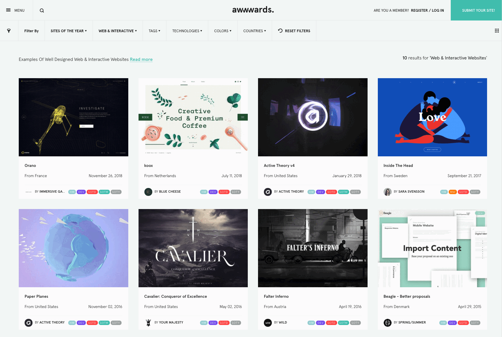 Awwwards website