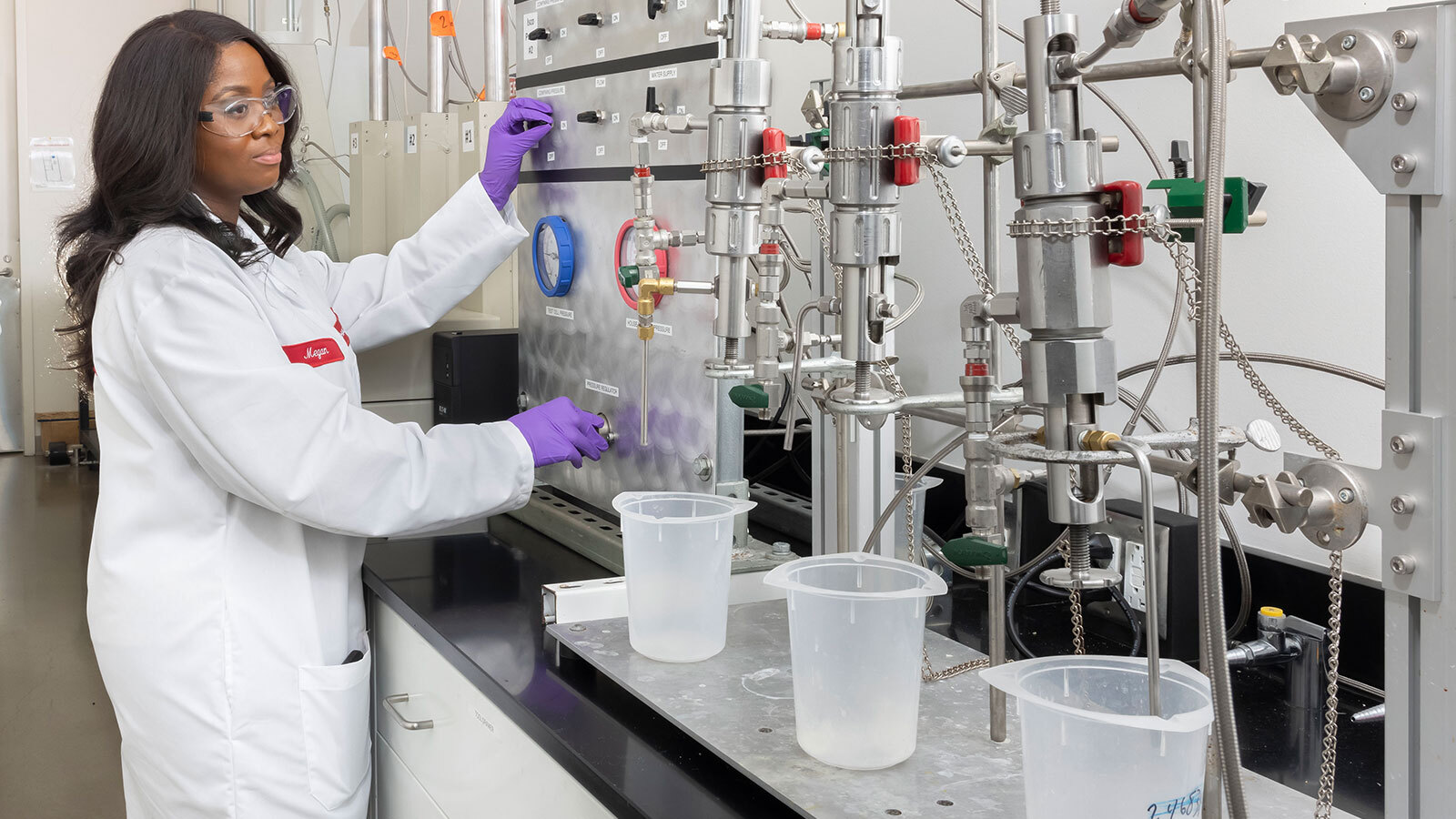 Lab technician working with reduced Portland system