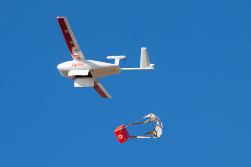 Zipline drone flying