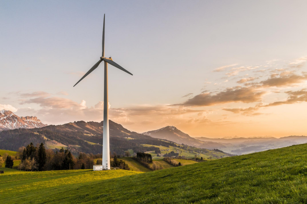 Sustainability Image: Wind turbine, mountains