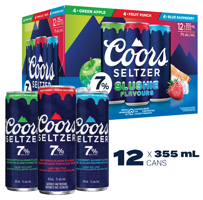 Coors Seltzer Slushie 7.0 Variety Pack (12 pack of 355ml Cans)