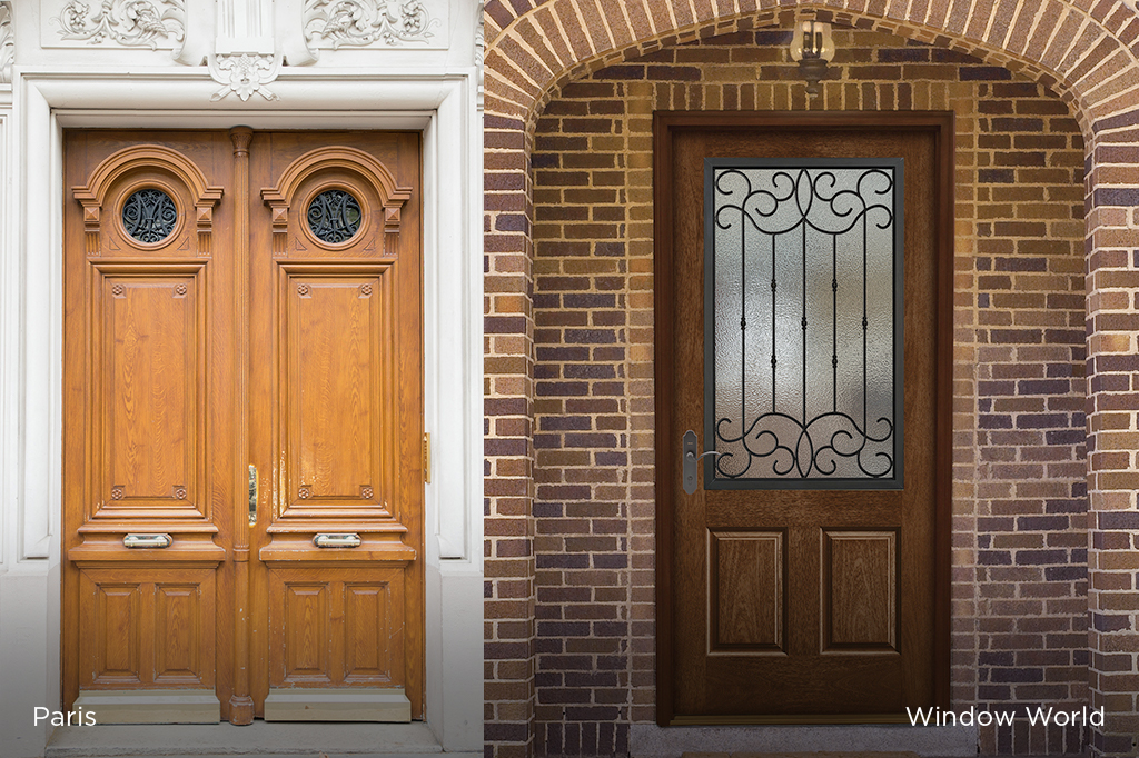 Side-by-side view of a door from Paris and a door from Window World