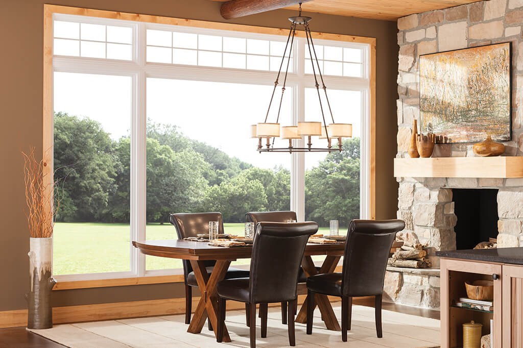 Expansive kitchen window in dining room