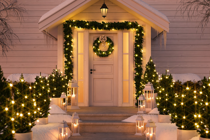 Christmas decorations on a porch