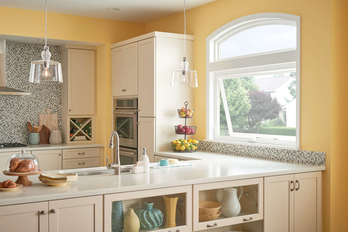 Sunny kitchen with awning windows