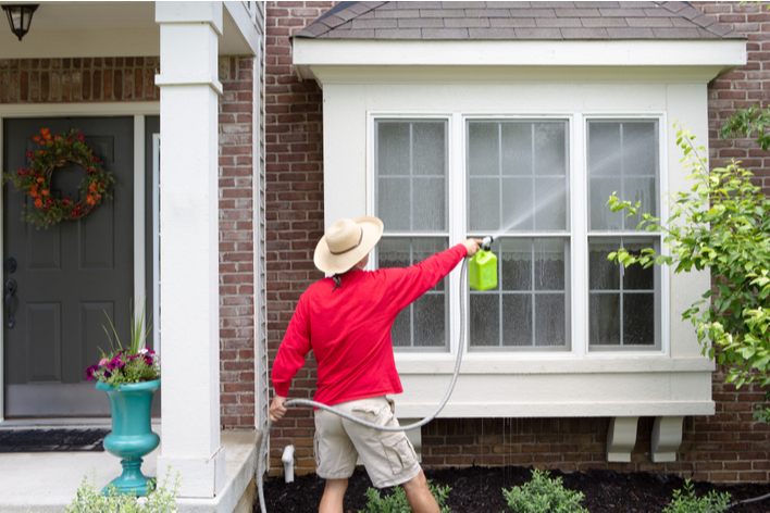 Man cleaning windows