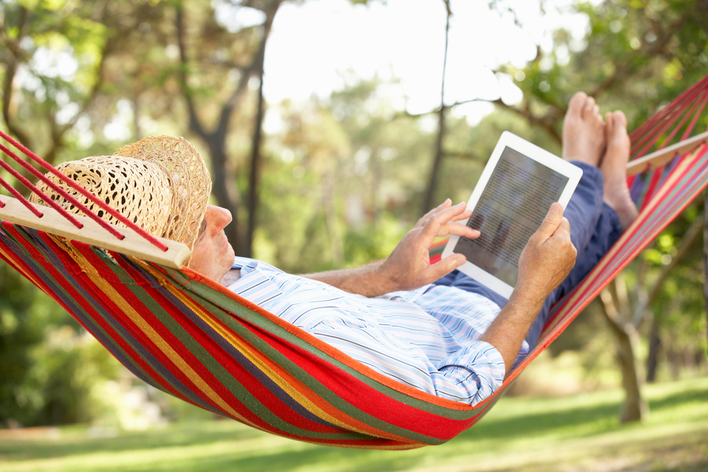 Man relaxing in a hammock