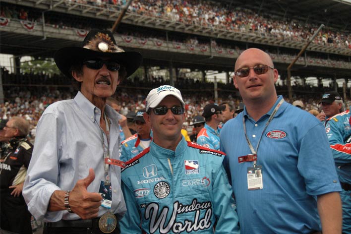 Richard Petty, John Andretti, and Todd Whitworth at the track