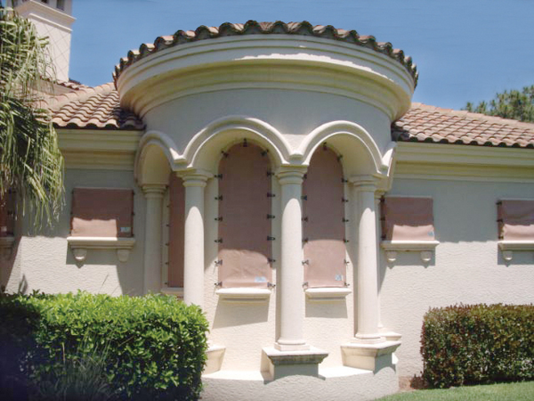 Tan Fabric Panels covering several windows