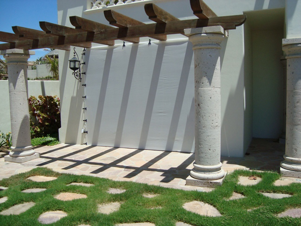 White Fabric Panels covering a patio door