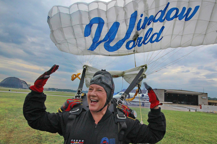Window World CEO Tammy Whitworth parachutes with the All Veteran Group