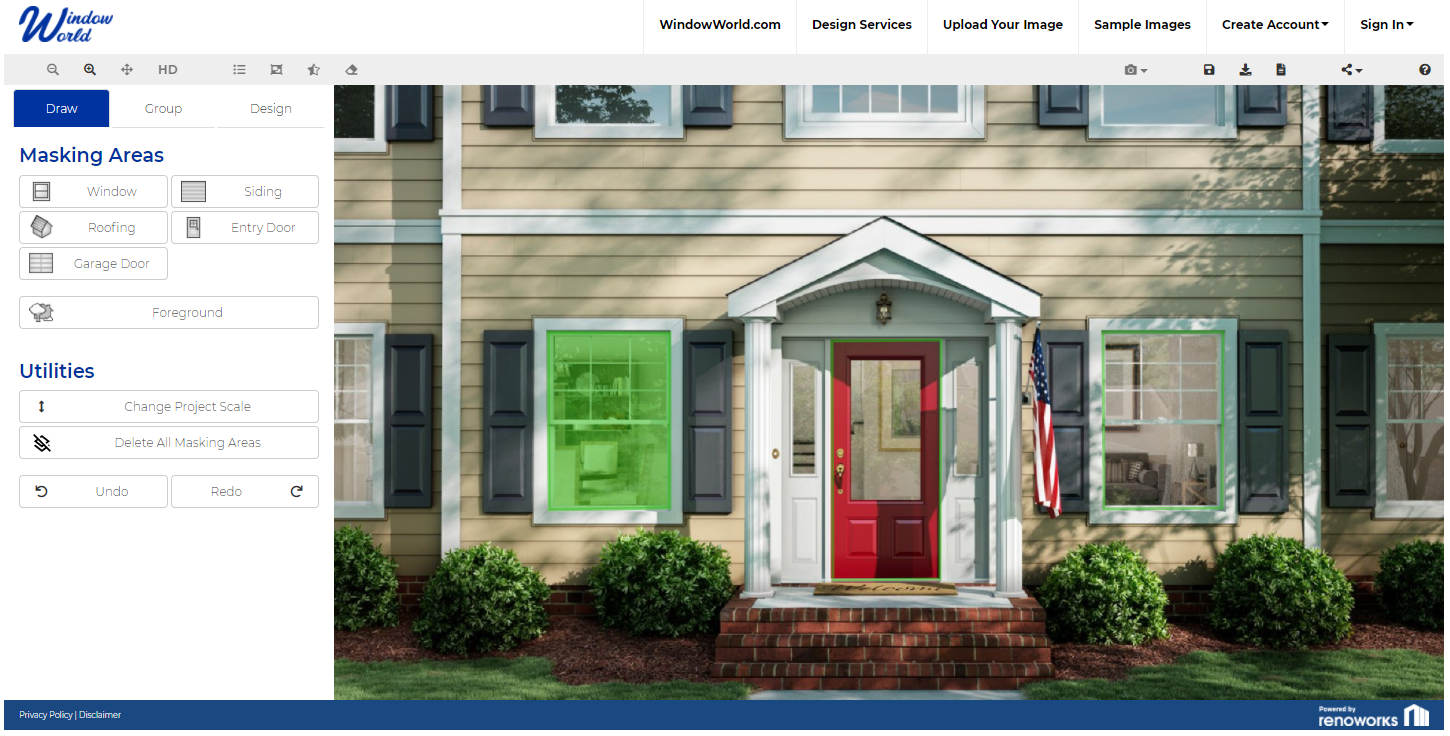 Masking a home remodel design in Window World's Visualizer