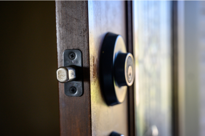 The deadbolt lock of an exterior door