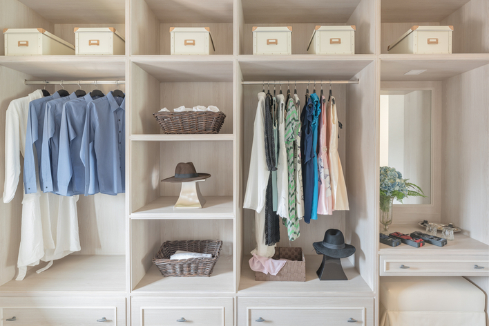 Organized walk-in closet