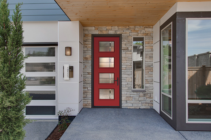 Modern red front door