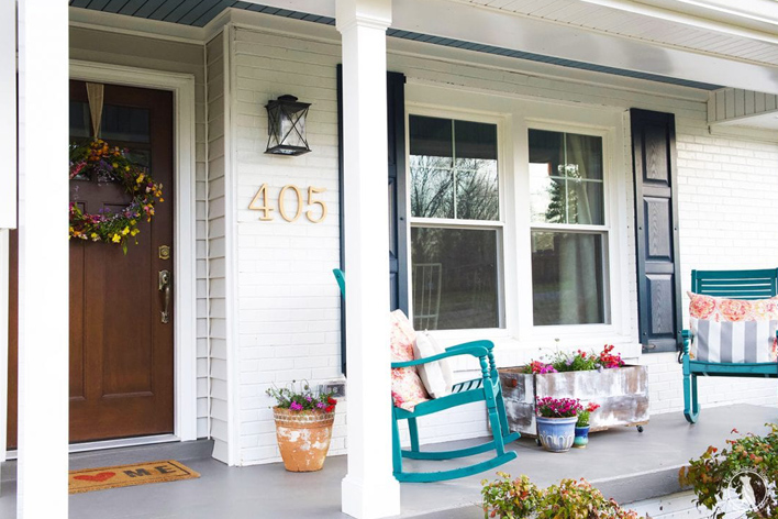 A front porch in spring