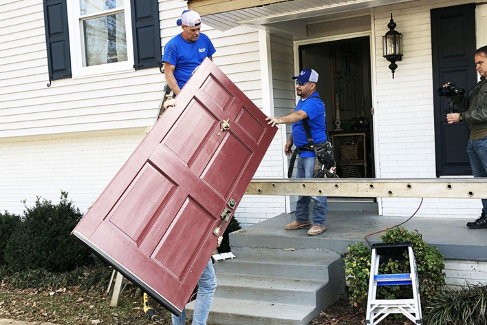 An entry door being replaced by Window World