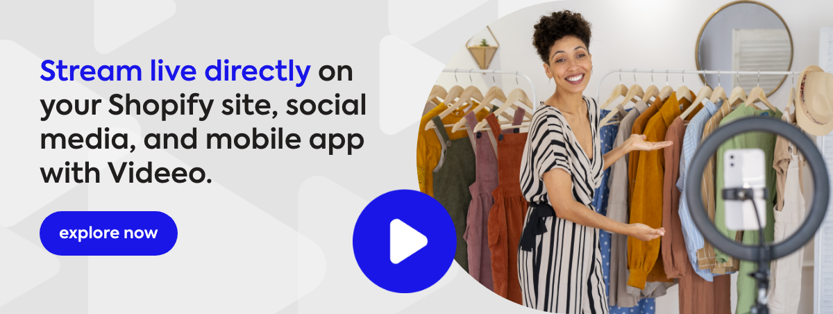 Stream Live Directly with Videeo for Shopify available within the Shopify Apps Store