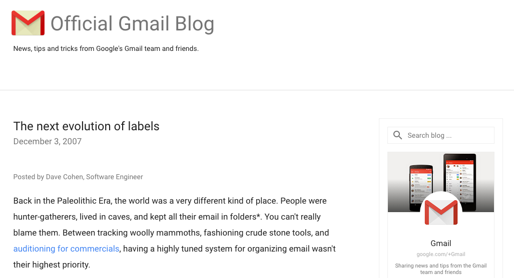 Gmail blog post