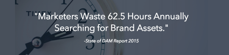 stat showing marketers waste 62.5 hours annually searchng for assets