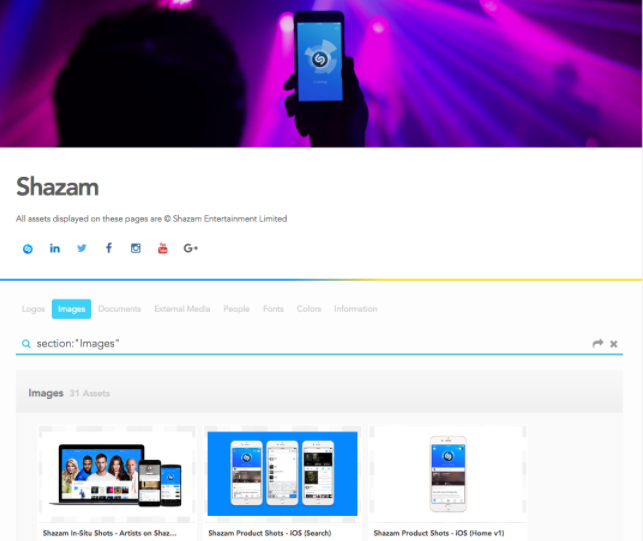 Shazam Brandfolder example