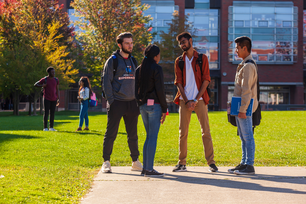 Students hanging out on campus