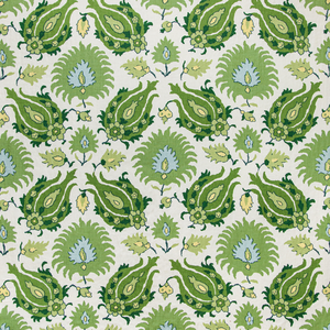 Kashmiri Linen Print - Leaf/Aloe