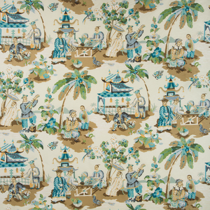 Xian Linen & Cotton Print - Seafoam/Sand