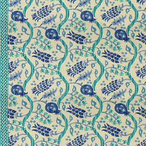 Nisiotiko Linen Print - Aqua Sapphire Blue