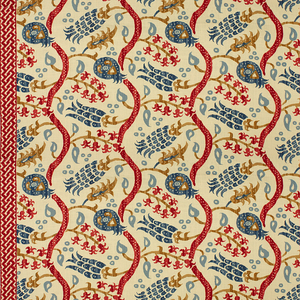 Nisiotiko Linen Print - Pomegranate/Oxford Blue