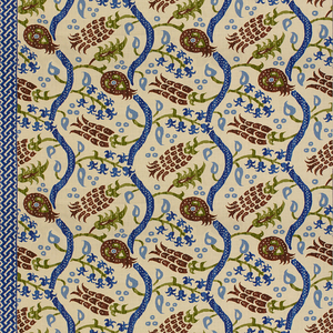 Nisiotiko Linen Print - Nutmeg/Canton Blue