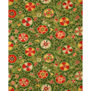 Dzhambul Cotton And Linen Print - Green And Coral