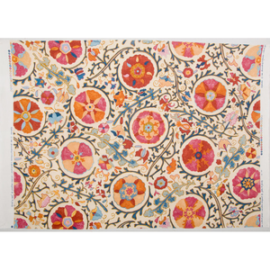Dzhambul Cotton And Linen Print - Raspberry Orange
