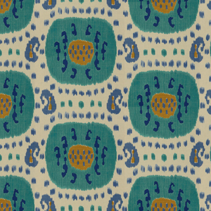 Samarkand Cotton And Linen Print - Aqua/Blue