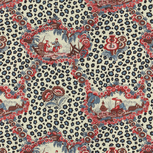 Chinese Leopard Toile - Shades Of Red & Blue