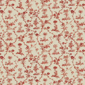 West Indies Toile Cotton Print - Red On White