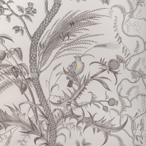 Bird And Thistle Cotton Print - Gray