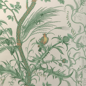 Bird And Thistle Cotton Print - Green