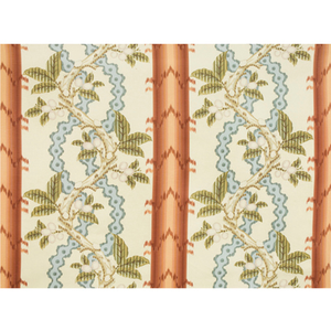 Josselin Cotton And Linen Print - Rust And Blue