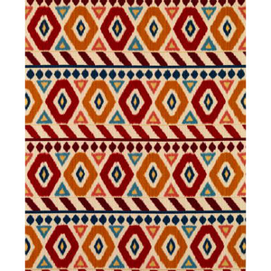 Uzbek Linen And Cotton Print - Red/Gold/Blue
