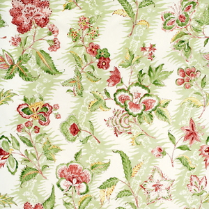 Monsoon Floral Linen & Cotton Print - Coral/Lettuce